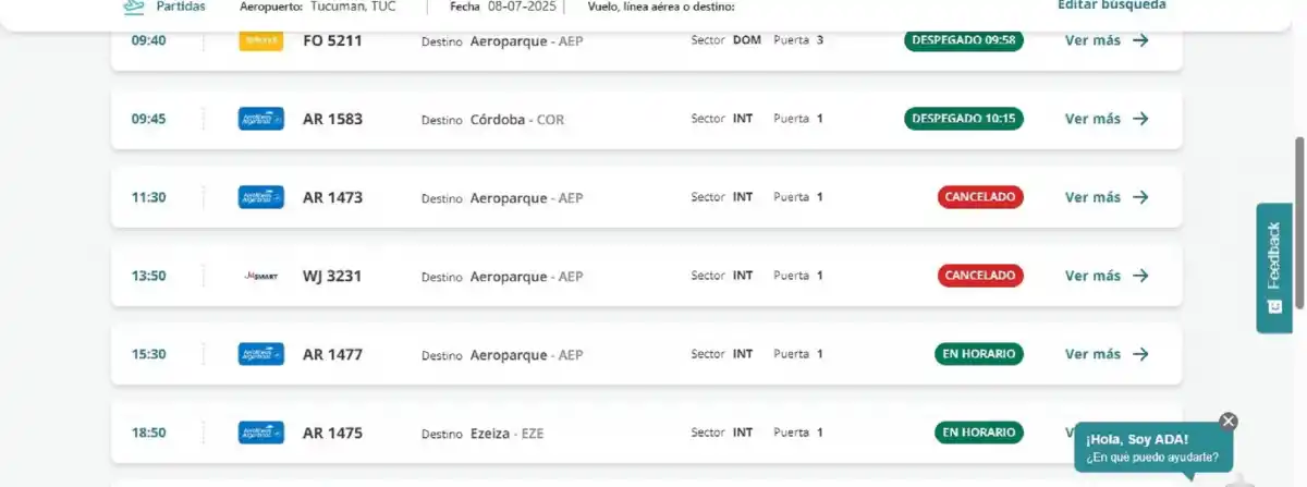 En la previa del 9 de Julio, cancelaron vuelos entre Tucumán y Buenos Aires