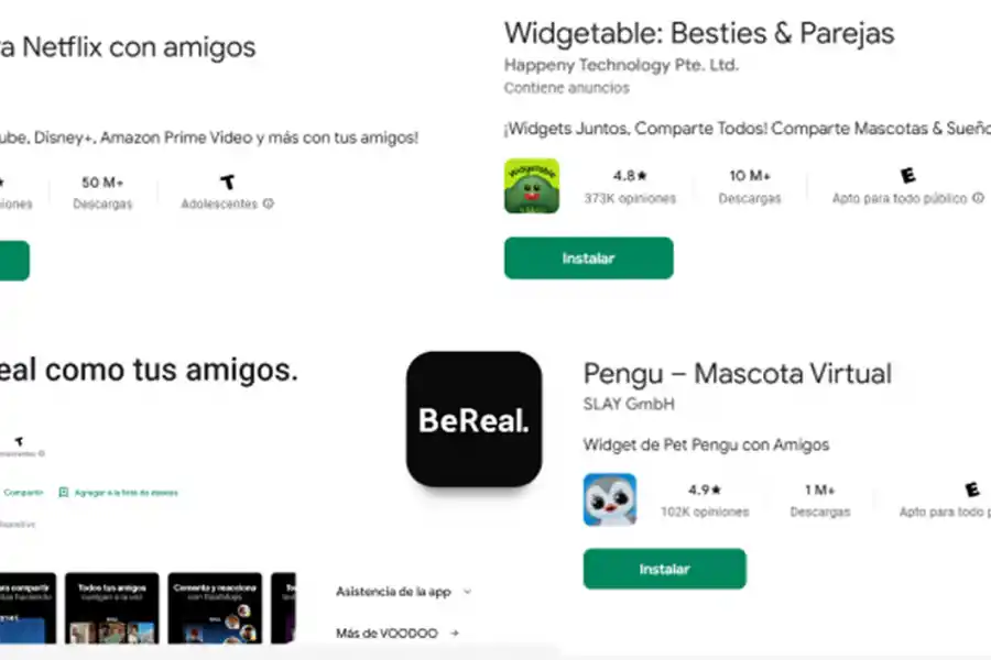 AMISTAD DIGITAL. Rave, BeReal, Widgetable y Pengu son algunos ejemplos de apps para compartir con amigos. / CAPTURA DE PANTALLA