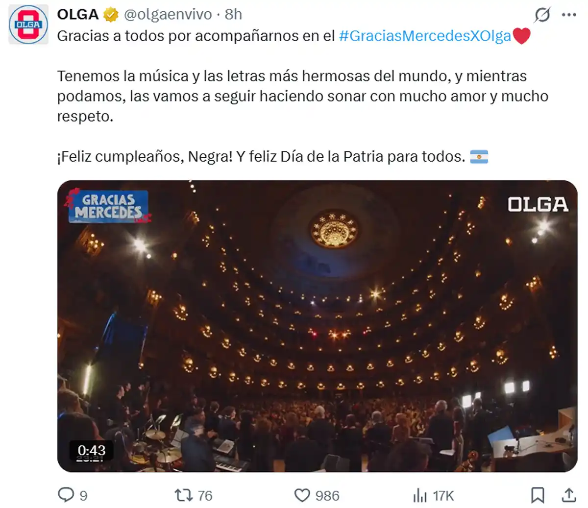 La Casa Histórica también fue escenario de “Gracias Mercedes”, el homenaje de Olga