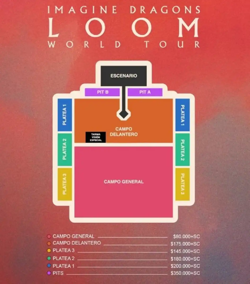 IMAGINE DRAGONS EN ARGENTINA. El detalle de los precios por sector para el show.