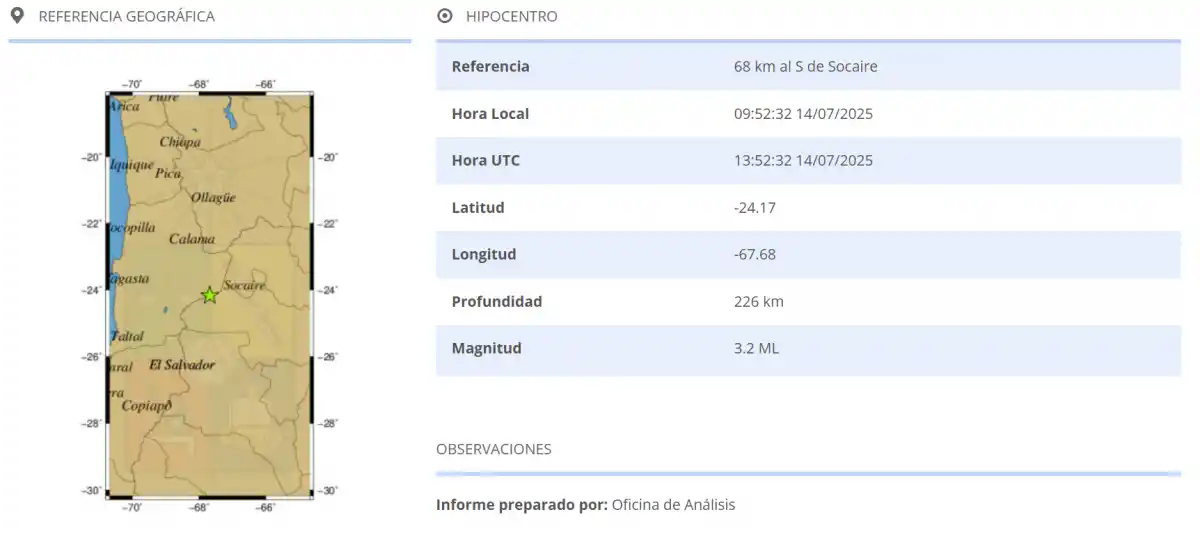 Temblor en el norte de Chile: un movimiento de 3,2 se registró en Antofagasta