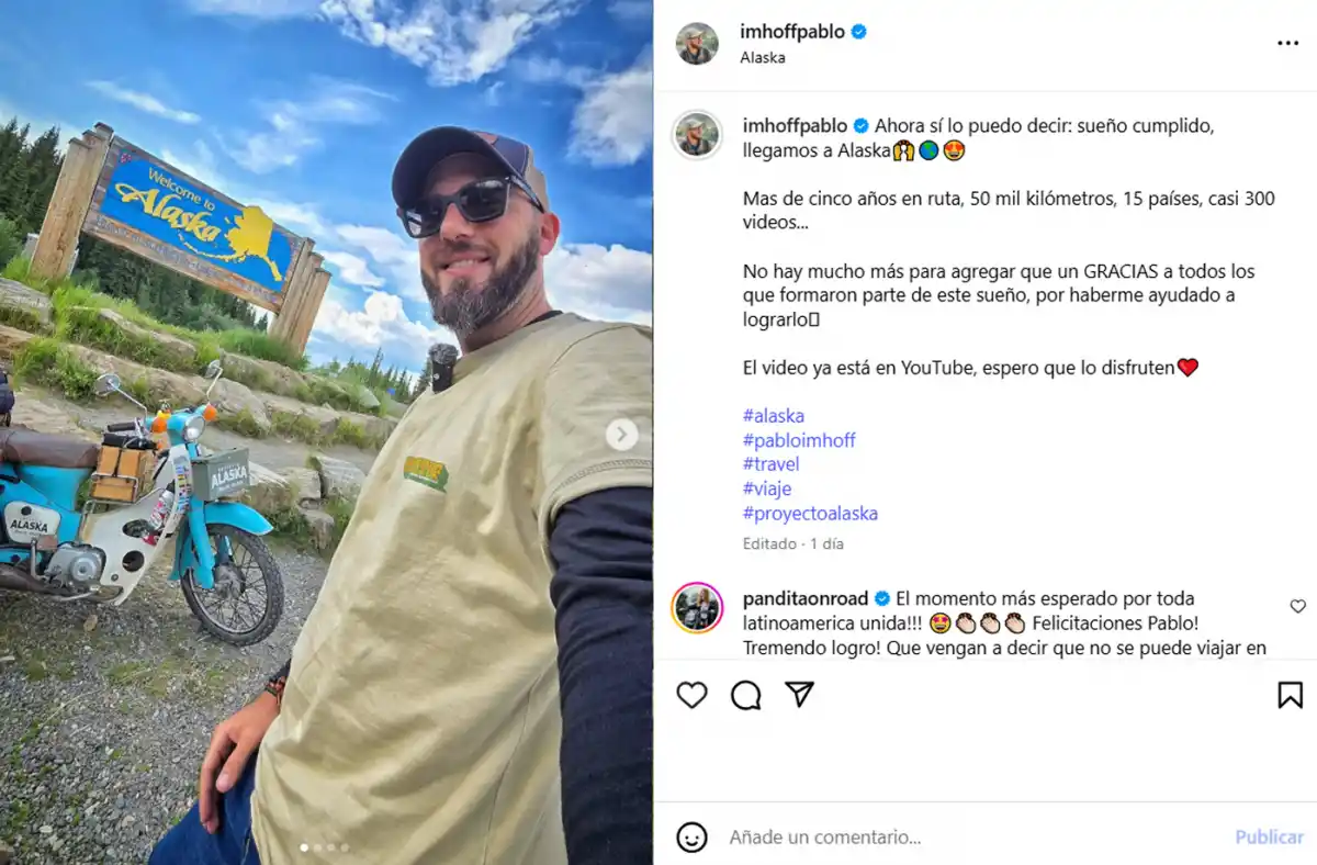 Pablo Imhoff llegó a Alaska luego de cinco años viajando en una Honda C90