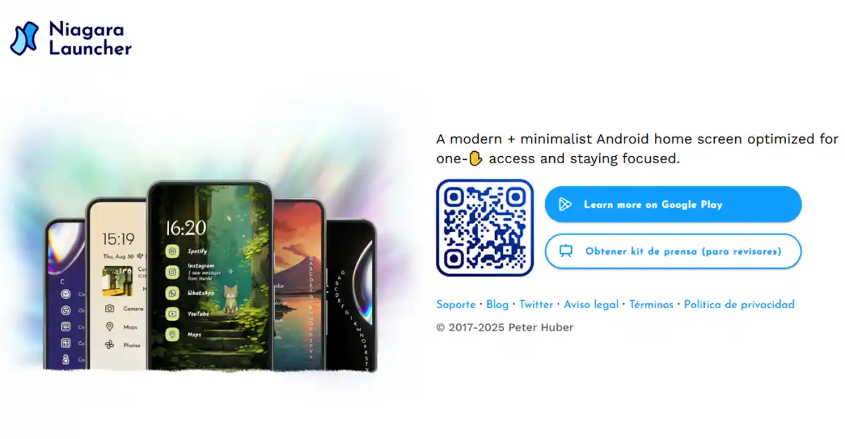 NIAGARA LAUNCHER. Esta aplicación ayuda a tener una pantalla de inicio limpia, moderna y fresca para Android. / NIAGARA LAUNCHER