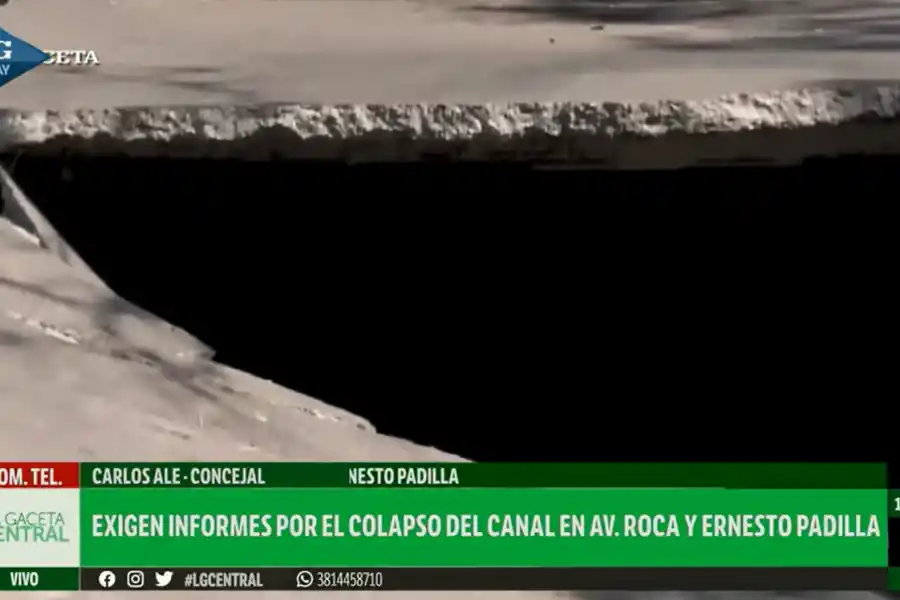 Piden la intervención urgente de la Municipalidad por la losa colapsada en avenida Roca