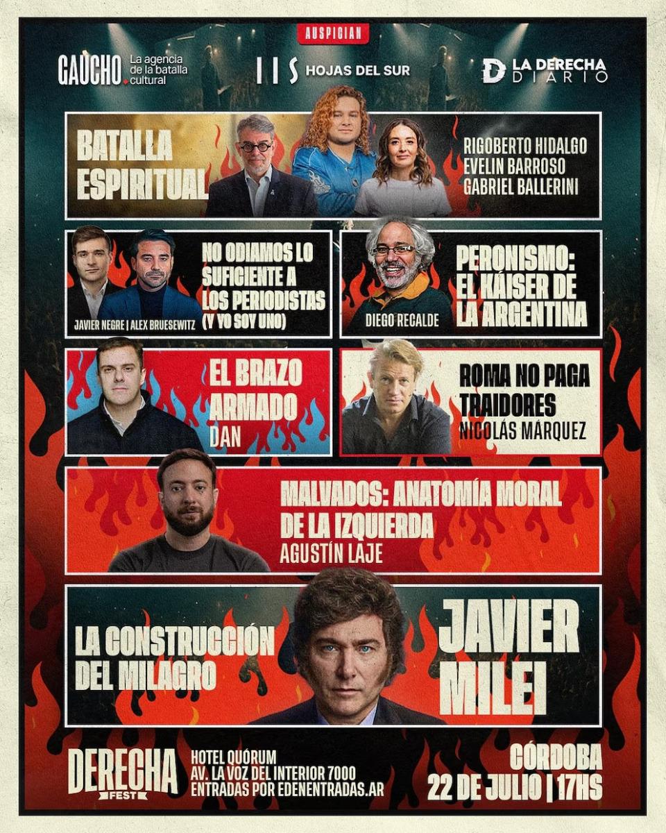Córdoba es sede de La Derecha Fest, con el cierre de Javier Milei y la cúpula libertaria
