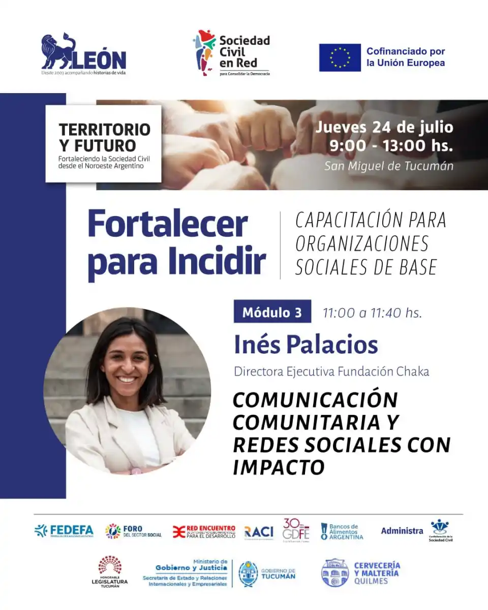 Fundación León invita a una jornada para fortalecer a las organizaciones sociales del NOA