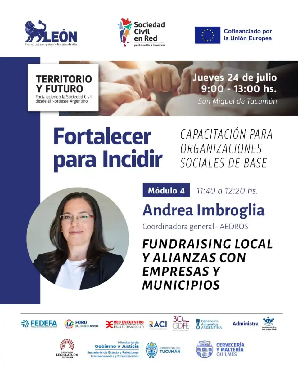 Fundación León invita a una jornada para fortalecer a las organizaciones sociales del NOA