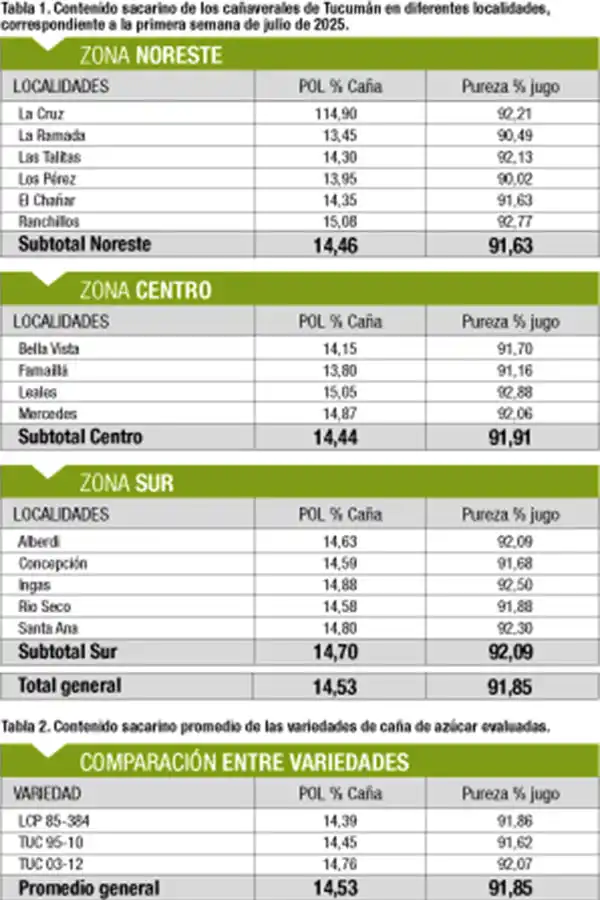 Los cañaverales maduran favorablemente, pero con valores inferiores a julio de 2024