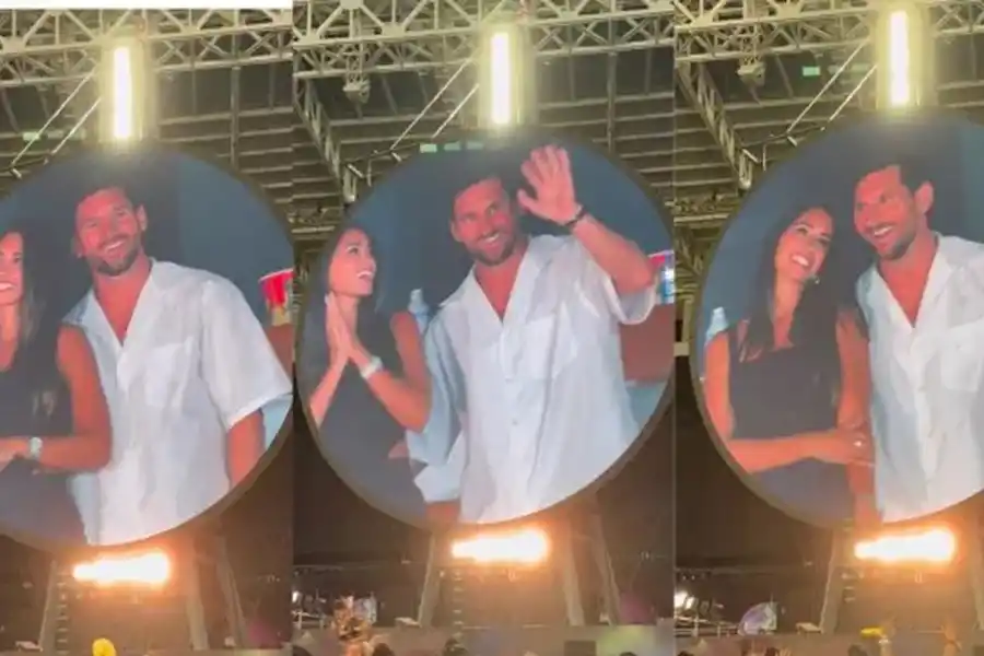 Lionel Messi y Antonela Roccuzzo atrapados por la kiss cam en el show de Coldplay