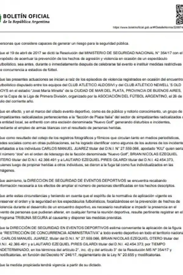 Le aplican derecho de admisión a tres barras de Aldosivi por la pelea a cuchillazos en el partido contra Newells