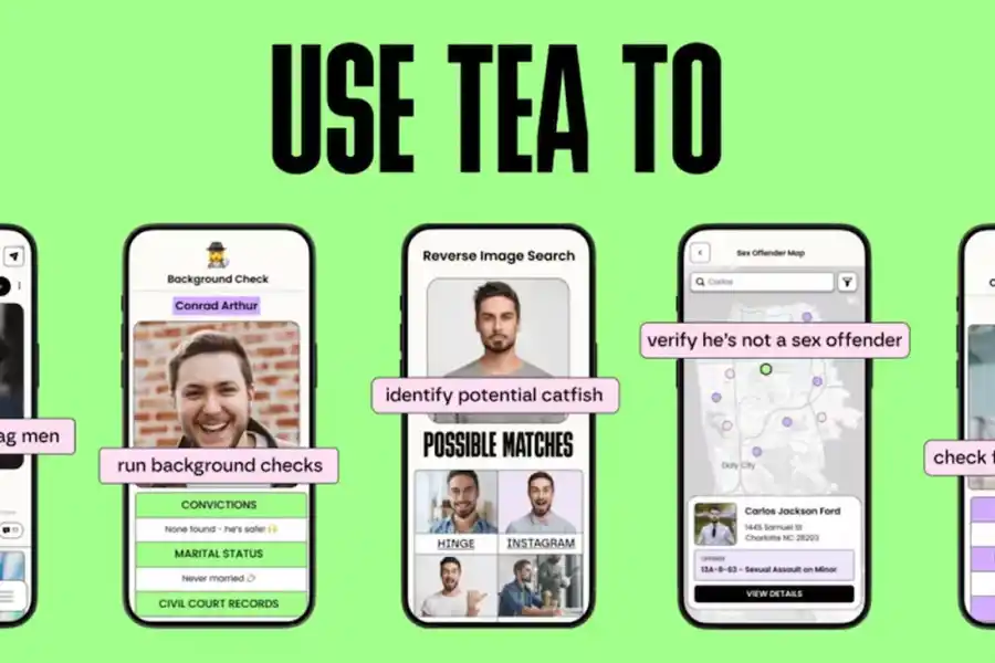 LA APP. Esta es una imagen promocional de Tea Dating, la aplicación donde mujeres calificaban a hombres. / TEA DATING