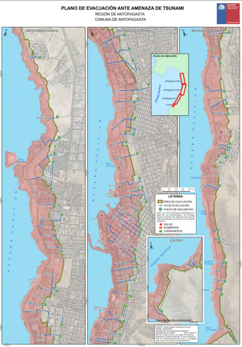 Alerta de tsunami en Chile, tras el terremoto en Rusia: conozca el plano de evacuación en Antofagasta