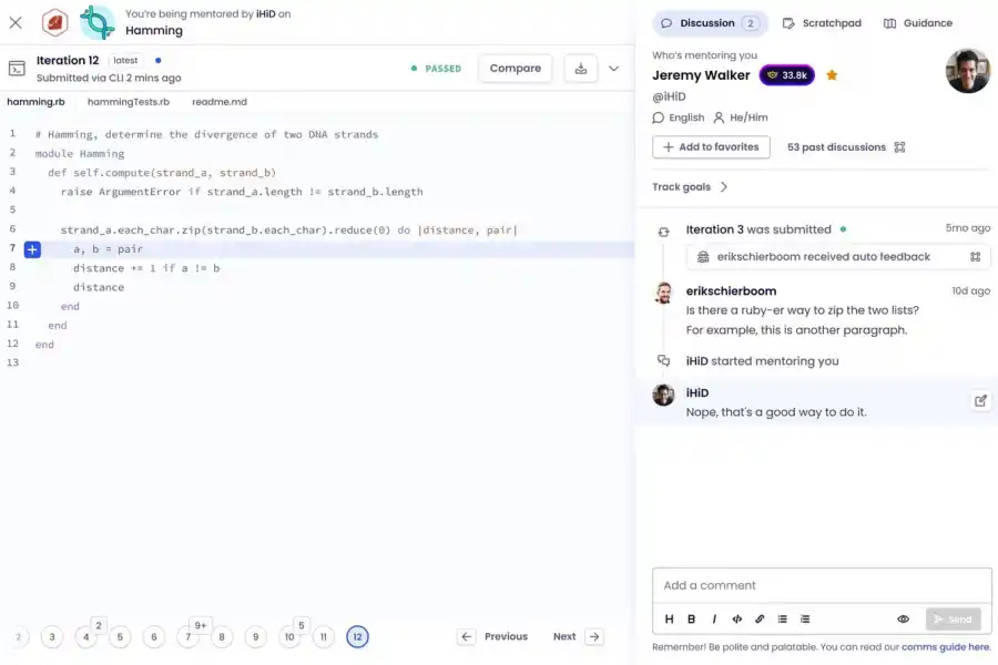 APRENDER CÓDIGO. Tiene ejercicios prácticos, ayuda de miles de mentores voluntarios y más de 77 lenguajes para elegir. / CAPTURA DE PANTALLA