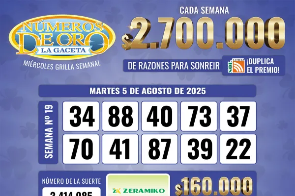 Los Números de Oro de LA GACETA del 5 de agosto de 2025