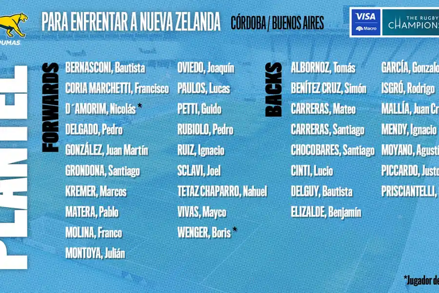 LISTA COMPLETA. Estos son los convocados por Felipe Contepomi para enfrentar a los All Blacks