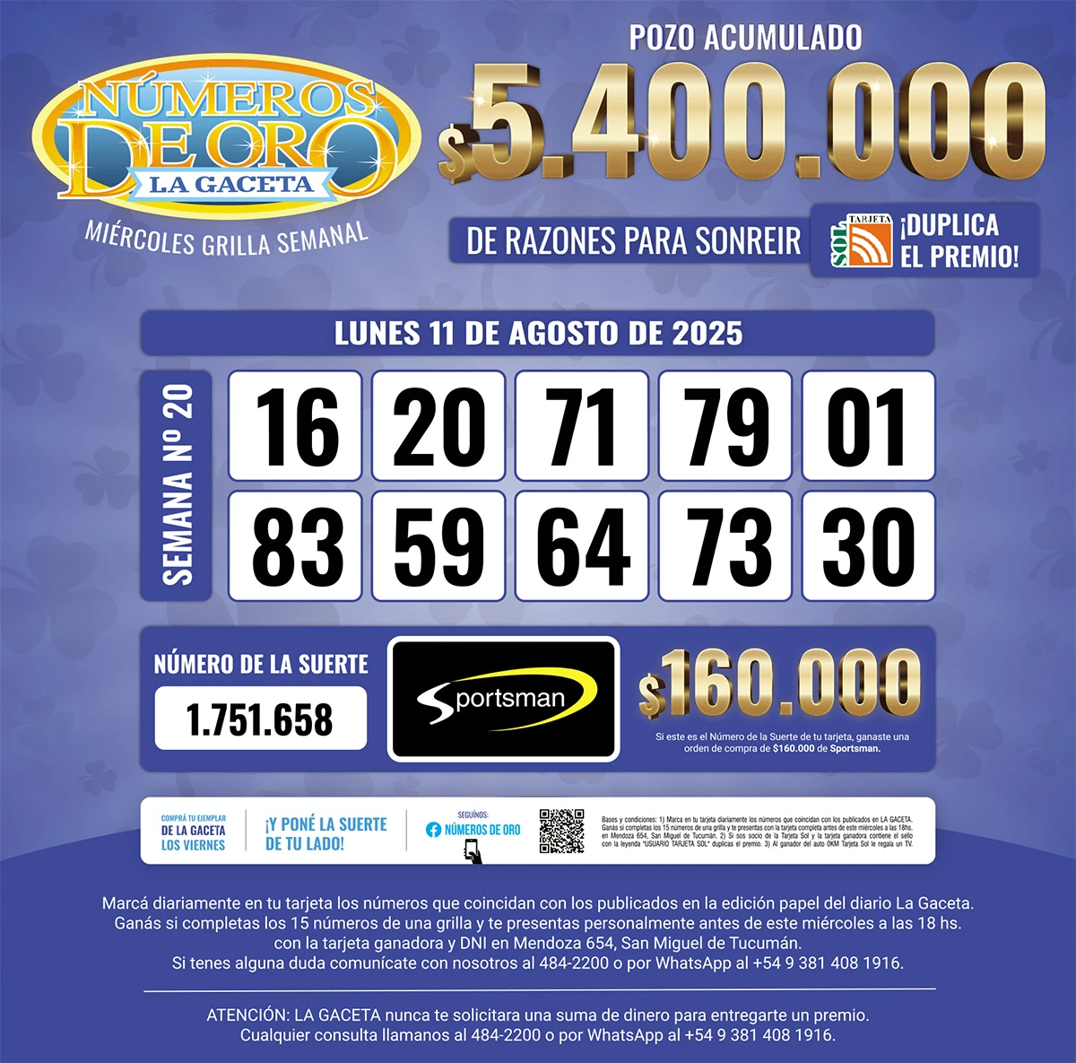 Los Números de Oro de LA GACETA del 29 de abril de 2023