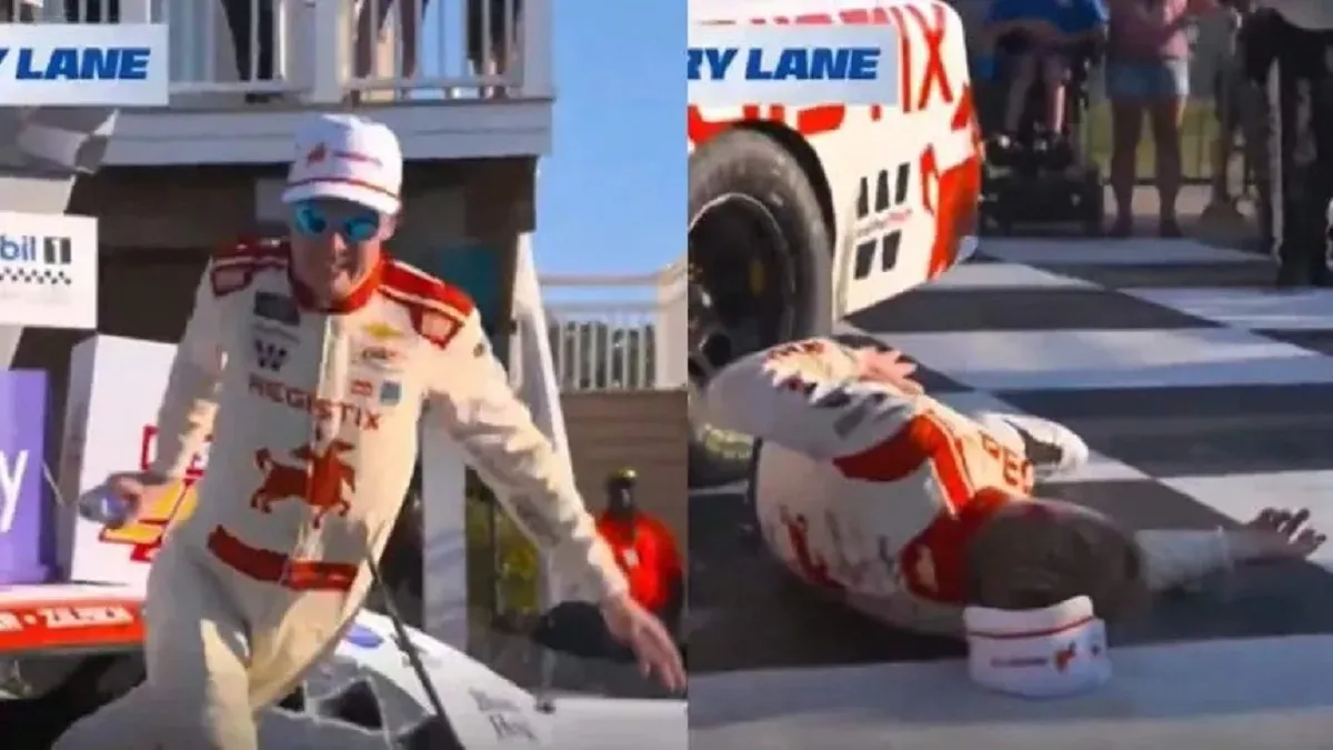 El insólito festejo que dejó a un piloto de Nascar con la clavícula rota