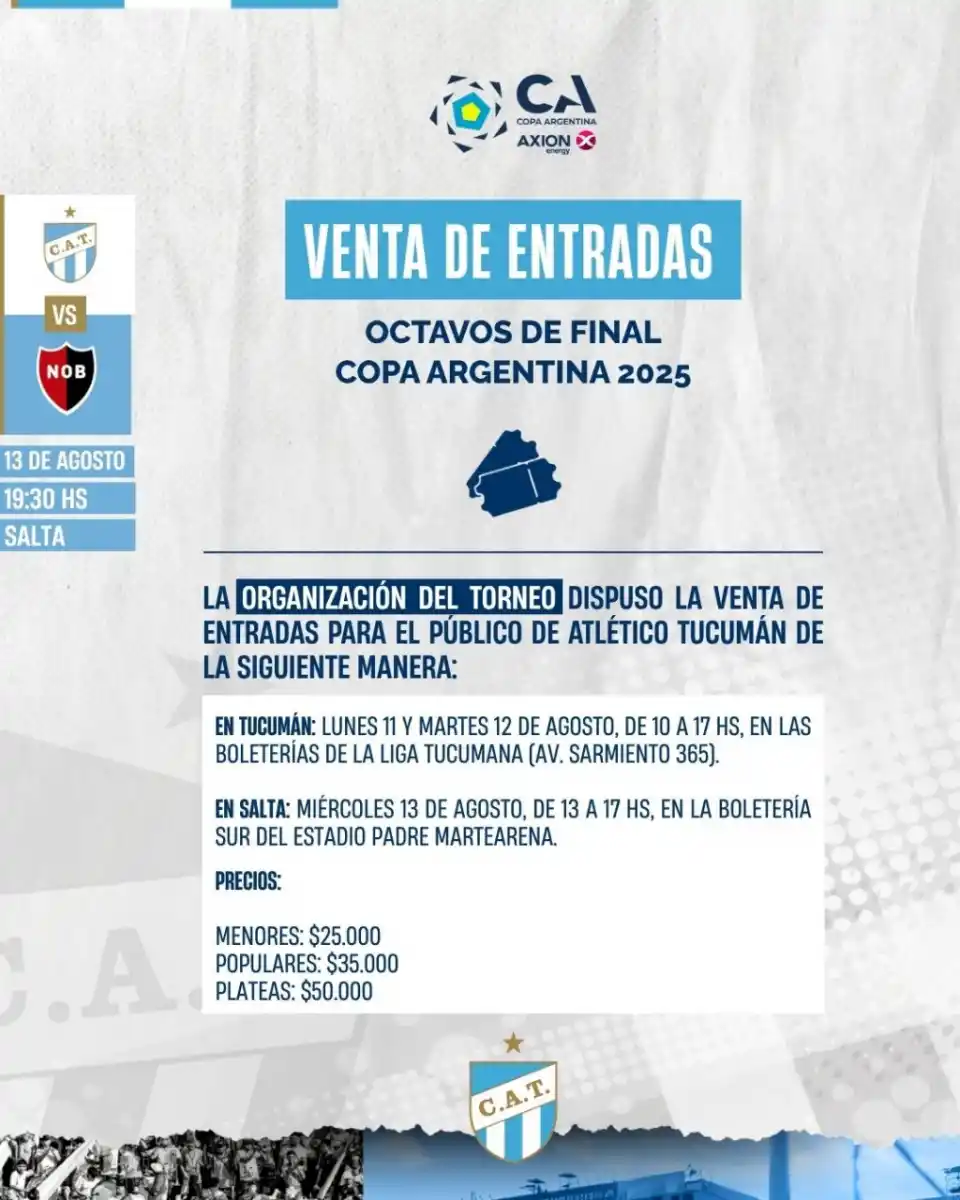 Atlético Tucumán- Newells: lo que tenes que saber sobre la venta de entradas