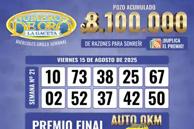Los Números de Oro de LA GACETA del 15 de agosto de 2025
