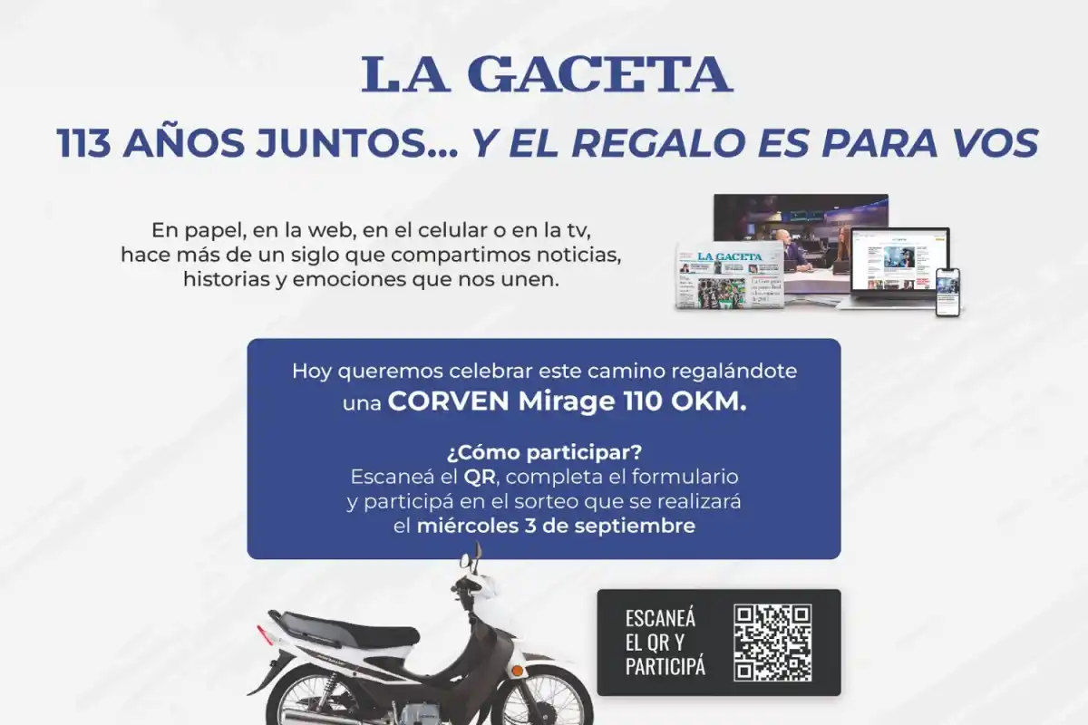 LA GACETA celebra sus 113 años con un regalo imperdible: una moto Corven Mirage 110
