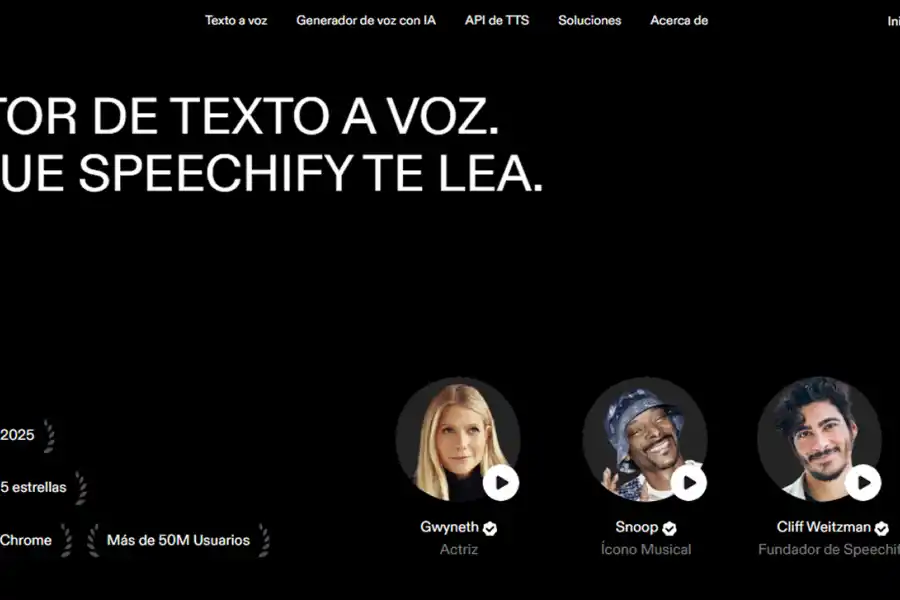 MULTIPLATAFORMA. Es gratuita y convierte texto en audio con voces realistas. / SPEECHIFY.COM
