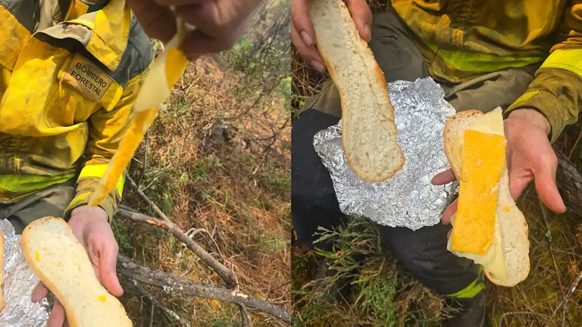 España: Indignación por el paupérrimo bocadillo que reciben los bomberos forestales en plena ola de incendios