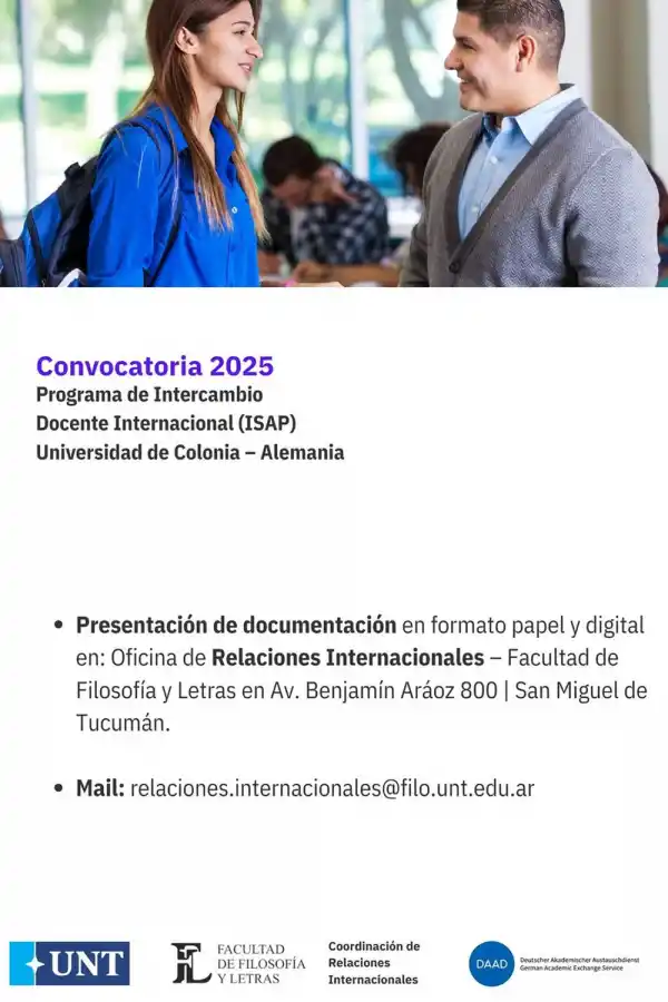 OPORTUNIDAD. La Facultad de Filosofía y Letras abrió la convocatoria para un intercambio docente en la Universidad de Colonia, con financiamiento del DAAD