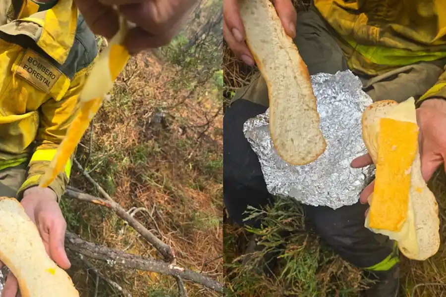 España: Indignación por el paupérrimo bocadillo que reciben los bomberos forestales en plena ola de incendios