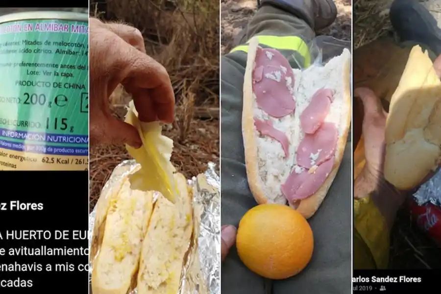 España: Indignación por el paupérrimo bocadillo que reciben los bomberos forestales en plena ola de incendios