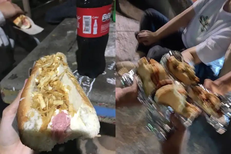 COMIDAS. Diego, suele cerrar sus jornadas laborales comprando hamburguesa o una gaseosa en la peatonal, con compañeros del trabajo