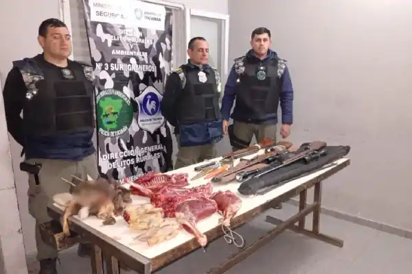 La Madrid: sorprenden a cazadores con rifles y con animales faenados