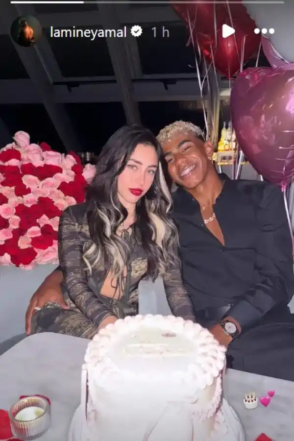 Lamine Yamal confirma su romance con Nicki Nicole en una romántica celebración de cumpleaños