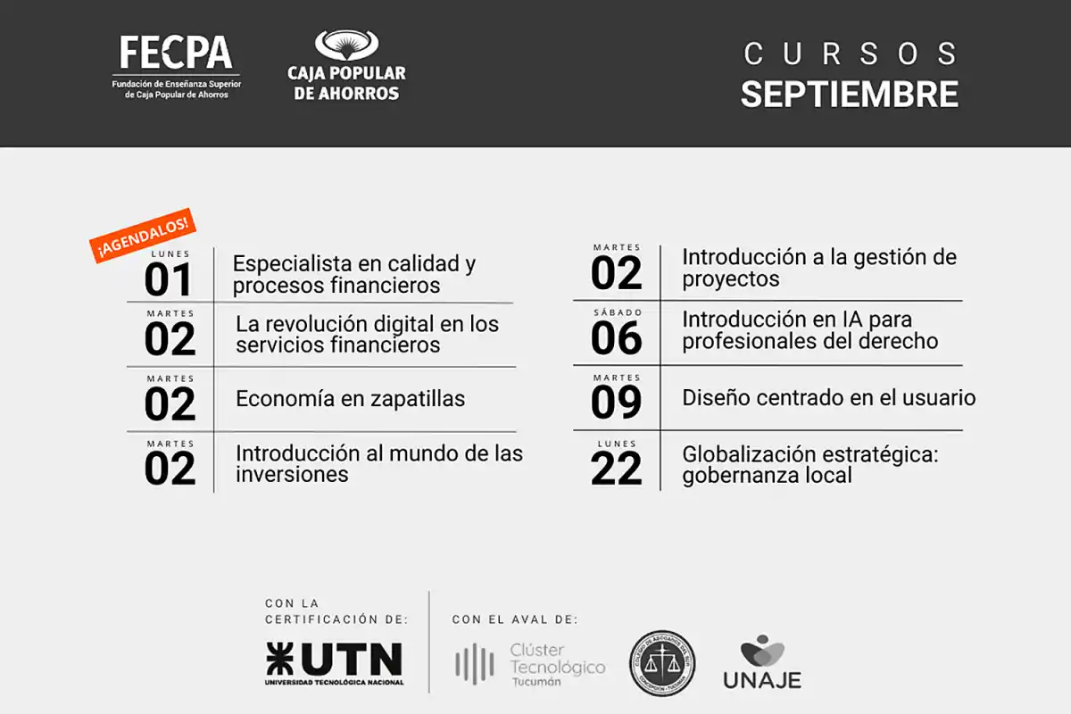 ¡Agendá los cursos de Fecpa para septiembre!