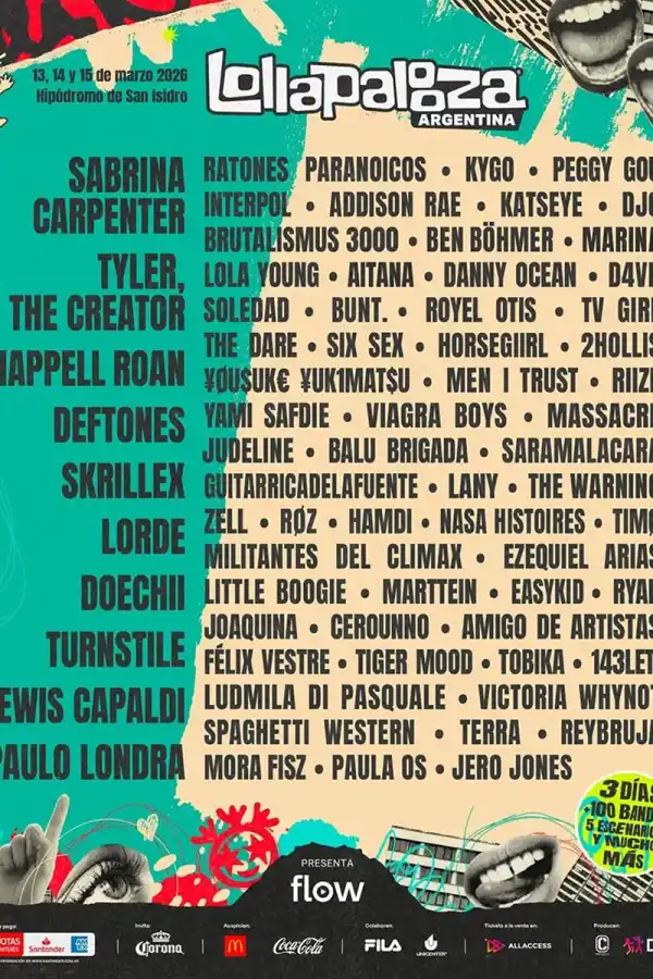 Artistas confirmados para Lollapalooza 2026: la lista que ya genera expectativa