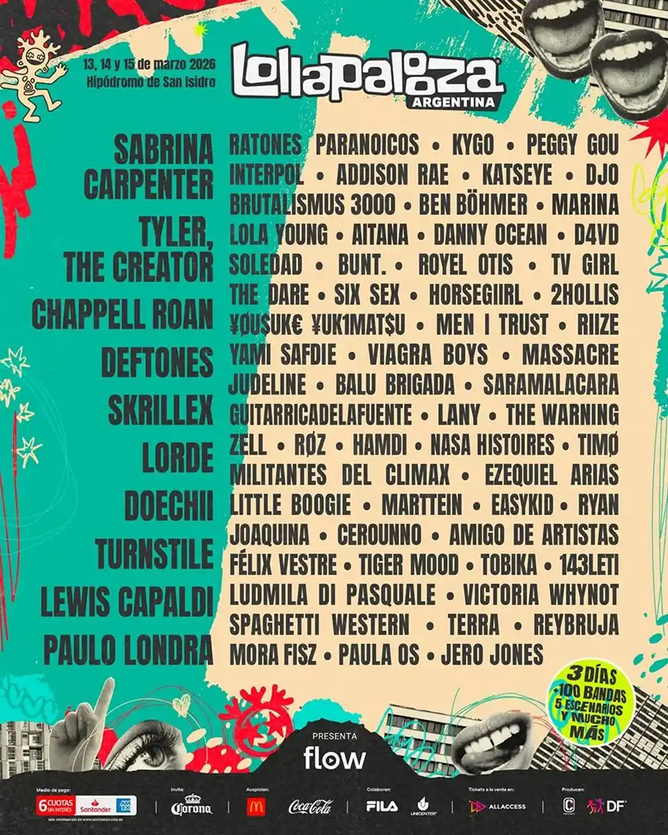 Artistas confirmados para Lollapalooza 2026: la lista que ya genera expectativa