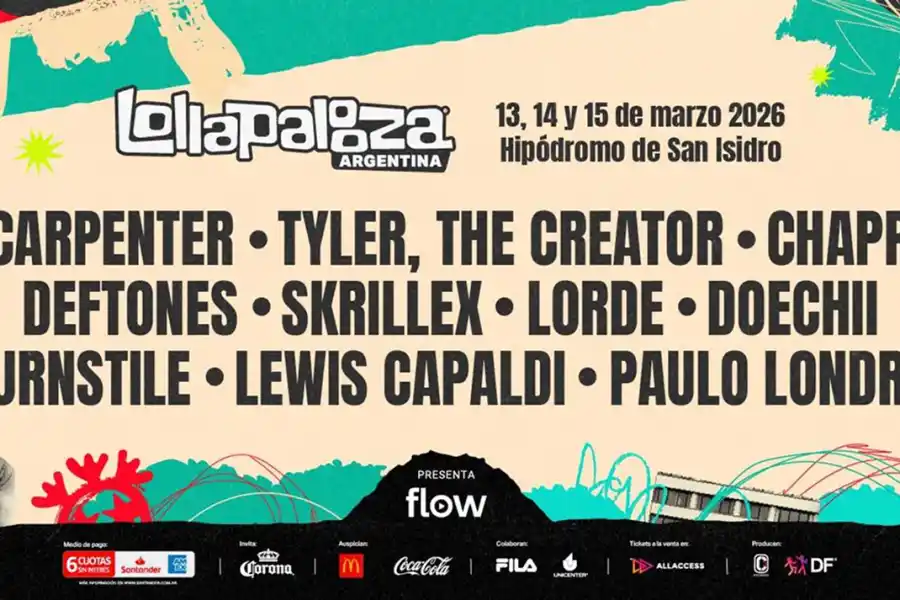 ARTISTAS TOP. Serán tres días de música internacional y nacional non stop. LOLLAPALOOZA 2026