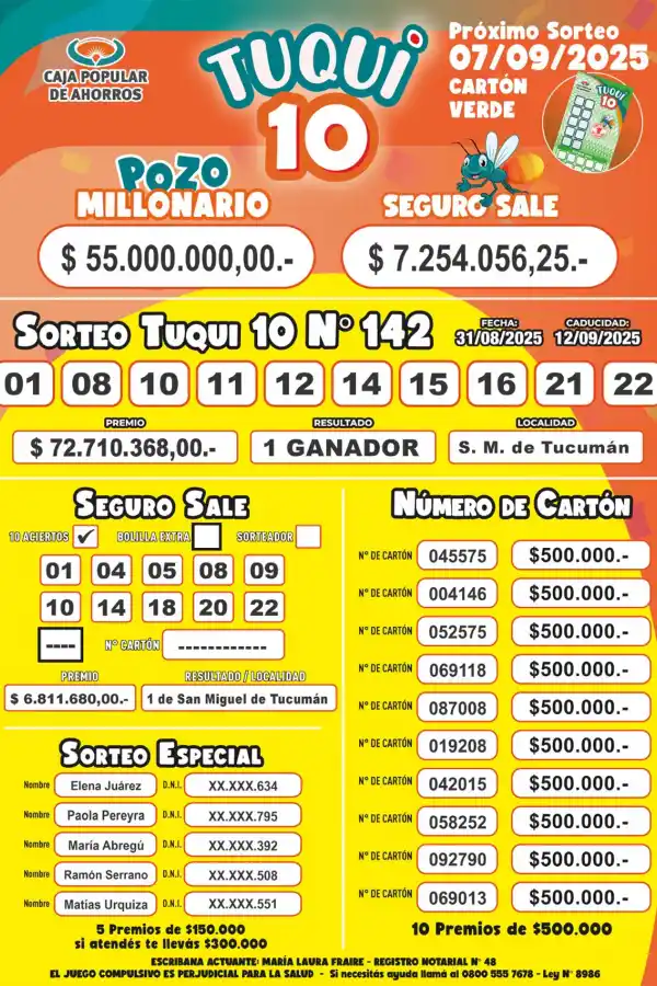 Tuqui 10: ¿cómo salió el sorteo del domingo 31?