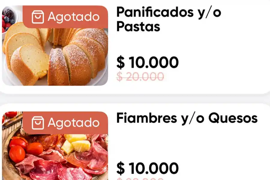 ALGUNAS DE LAS CATEGORÍAS. La app busca reducir el desperdicio y cuidar el bolsillo con productos rebajados en supermercados. / CAPTURA DE PANTALLA