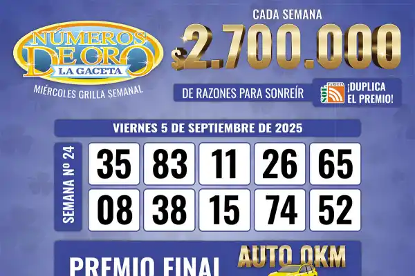 Los Números de Oro de LA GACETA del 5 de septiembre de 2025