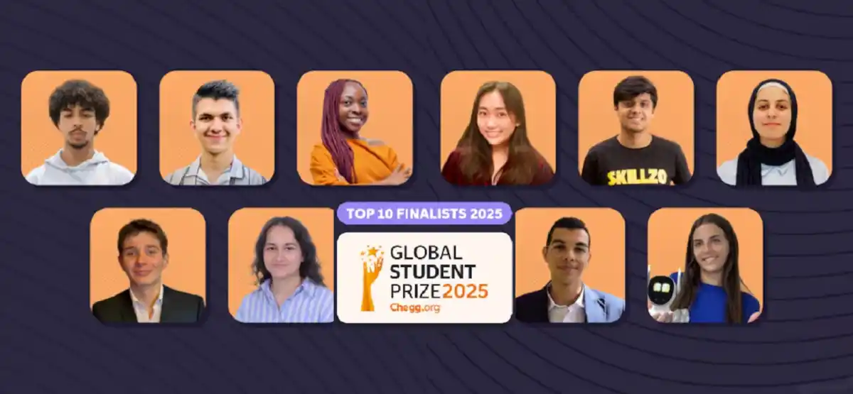 LOS FINALISTAS. Hacía la izquierda, está Gastón, junto a los mejores del mundo. / GLOBAL STUDENT PRIZE