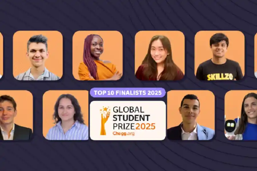 LOS FINALISTAS. Hacía la izquierda, está Gastón, junto a los mejores del mundo. / GLOBAL STUDENT PRIZE