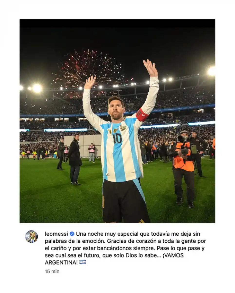 Messi emocionó con un posteo tras su último partido en Argentina y dejó una frase llena de incertidumbre