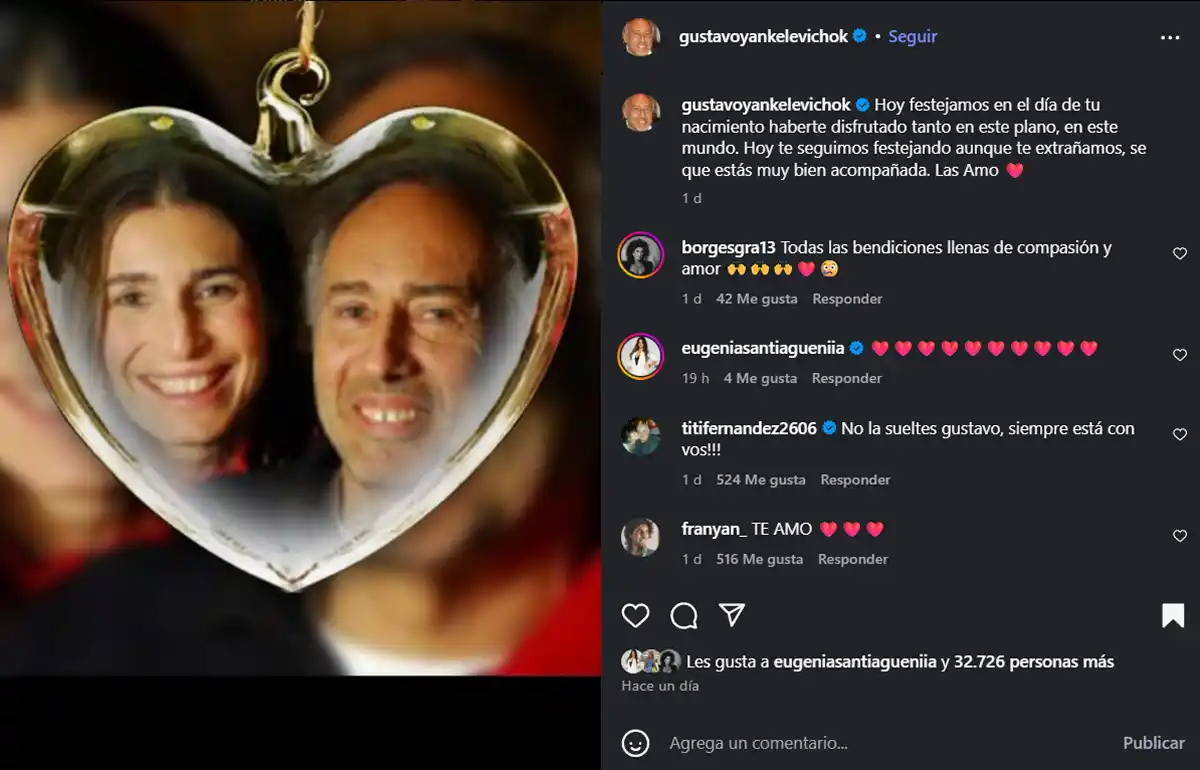 El posteo de Gustavo Yankelevich en homenaje a su hija Romina Yan.