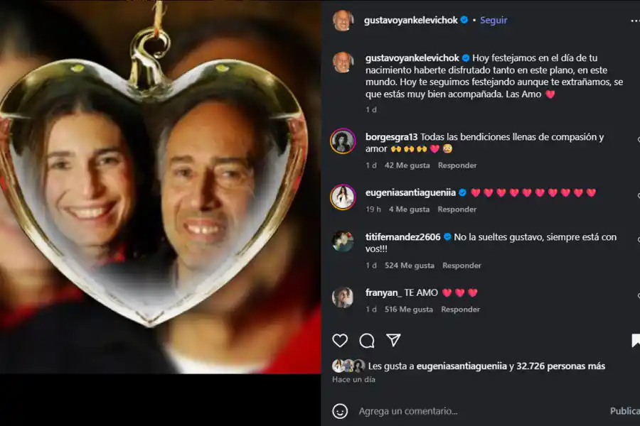El posteo de Gustavo Yankelevich en homenaje a su hija Romina Yan.