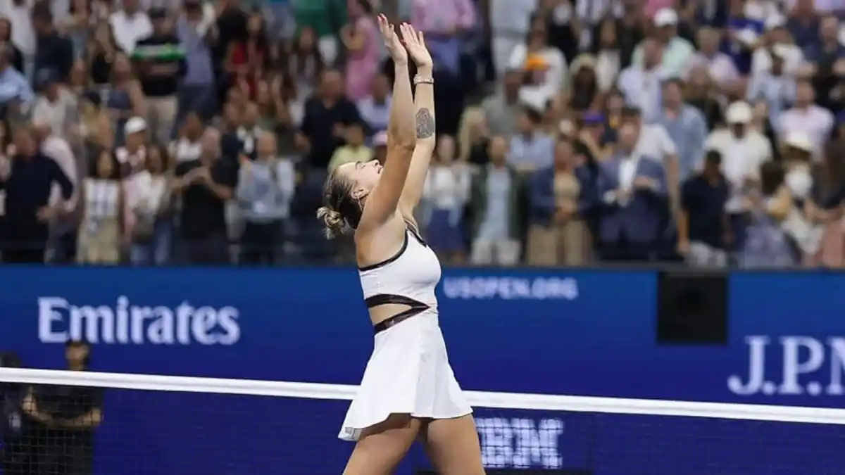 Aryna Sabalenka festejó su consagración en el US Open.