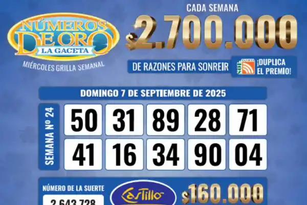 Los Números de Oro de LA GACETA del 7 de septiembre de 2025