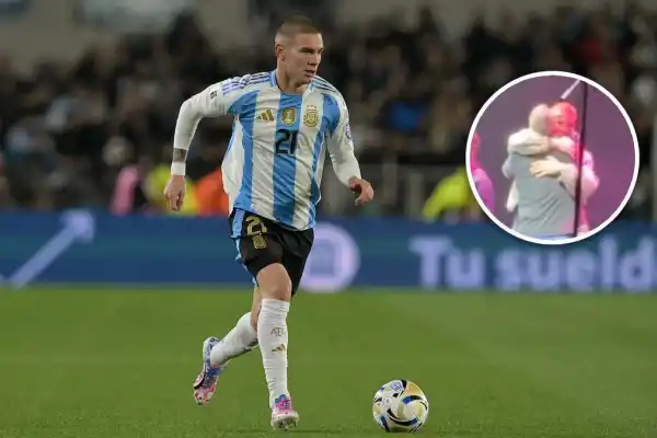 El próximo diez: Mastantuono sorprendió en un recital de rock con un detalle que enloqueció al público