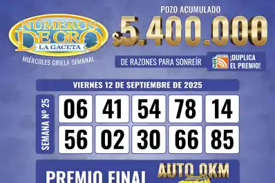 Los Números de Oro de LA GACETA del 12 de septiembre de 2025