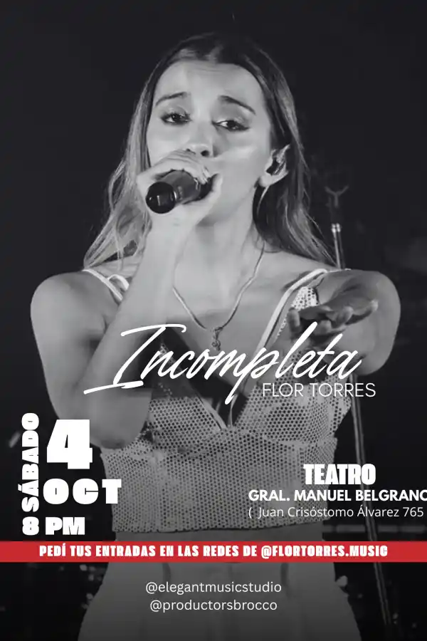 Los sueños se cumplen: Flor Torres presentará su nuevo álbum Incompleta