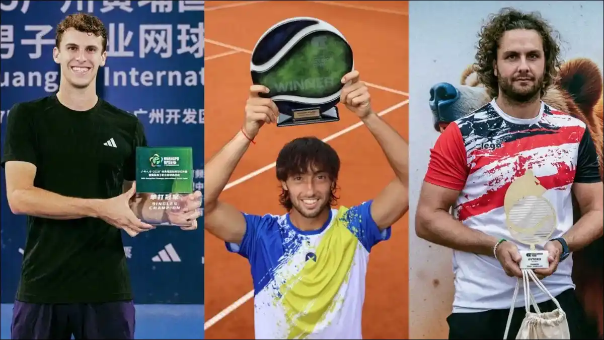 TRIPLE FESTEJO. Cerúndolo, Tirante y Trungelliti, los protagonistas del fin de semana soñado para el tenis nacional.